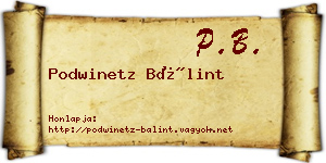 Podwinetz Bálint névjegykártya