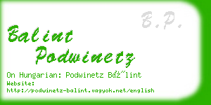 balint podwinetz business card